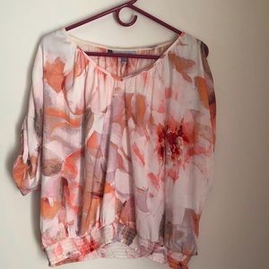 J-Lo water color blouse3/4 sleeve & cold shoulder